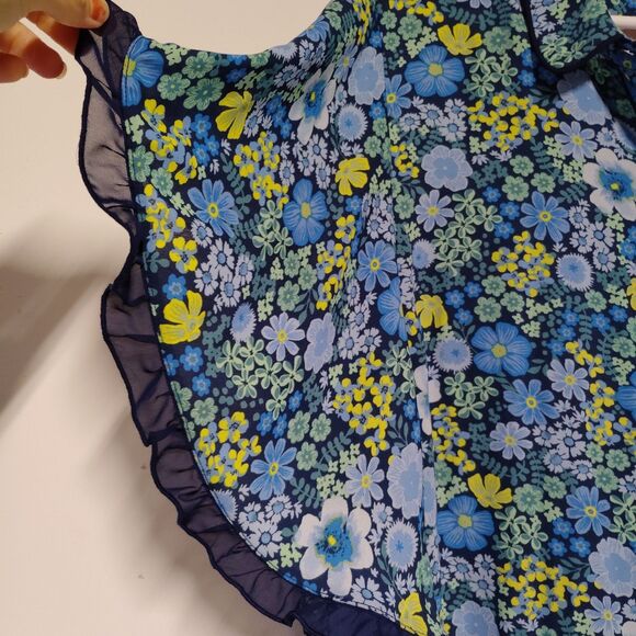 Laurie Felt womens Button Blouse Blue Floral Sz 2X Butterfly Sleeve boho fairy - Picture 4 of 7